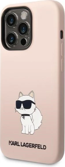 Mbështjellës Karl Lagerfeld KLHCP14LSNCHBCP për iPhone 14 Pro 6.1", silikon, rozë