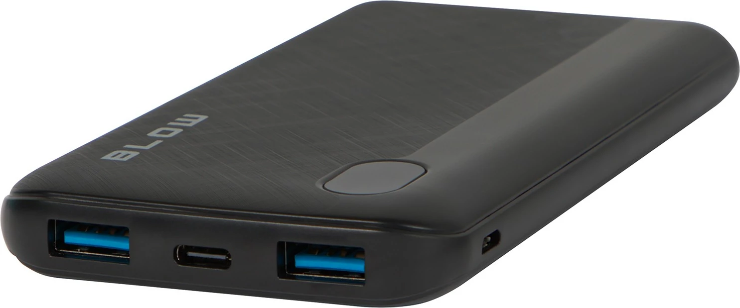 Powerbank, BLOW, PB10B, 10000mAh 20W PD/QC 3.0 me 3 porta (2x USB-A, 1x USB-C) me ekran tregues, e zezë