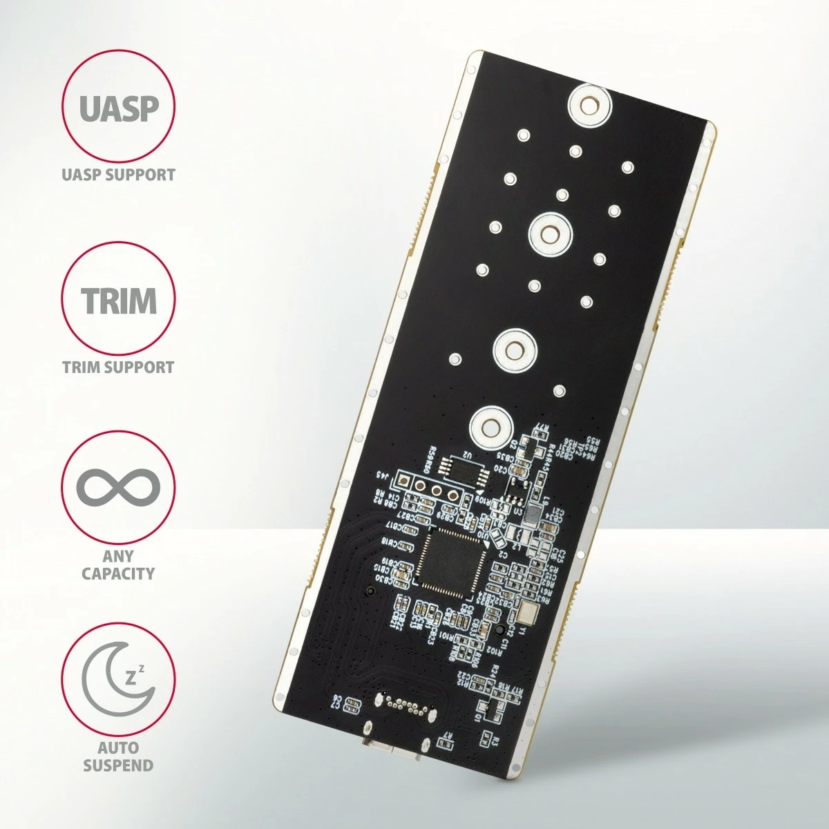 Kasë e jashtme AXAGON EEM2-GTR për NVMe M.2 SSD, USB-C 3.2 Gen 2, Alumini, E zezë