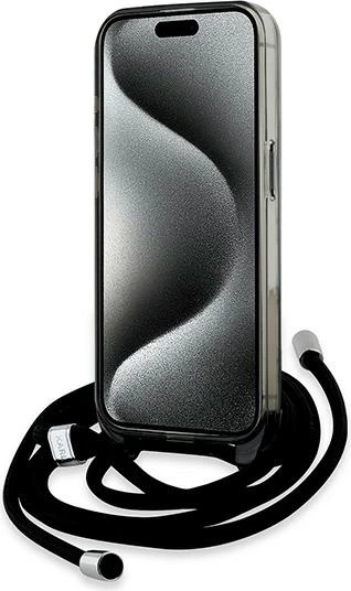 Mbështjellës Karl Lagerfeld IML Crossbody Monogram Karl & Choupette Head MagSafe për iPhone 15 Pro Max, i zi