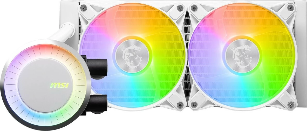 Ftohës CPU AIO, MSI, MAG CORELIQUID E240, radiator 240 mm 2x120 mm ARGB, kompatibil LGA1700/AM5, e bardhë