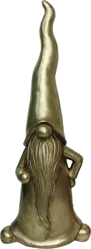 Dekoratë Krishtlindjesh Nisse, xhuxh, polirezine, ngjyrë ari, 21x15x57 cm