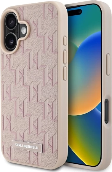 Mbështjellës Karl Lagerfeld Hot Stamp MagSafe për iPhone 16, Rozë