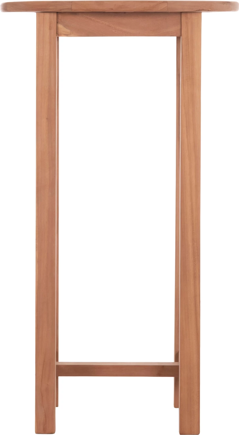 Tavolinë e lartë bar, rrumbullake, dru tik natyral, PRESSCOT FH18114, 60x105cm