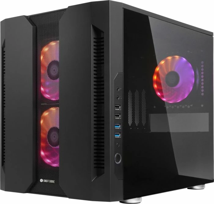 Kasë CHIEFTEC Chieftronic M2 GM-02B-OP mATX/mini-ITX, tempered glass, A-RGB, USB 3.0, e zezë