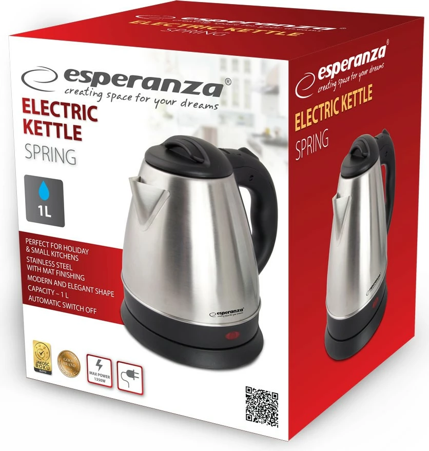 Ibrik elektrik Esperanza SPRING, 1L, inox