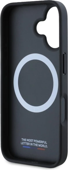 Mbështjellës BMW M Meshed Tricolor Stripes MagSafe për iPhone 16, i zi
