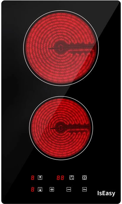 Pllakë gatimi IsEasy T2V-01M, elektrike/ceramike, 2 zona, 3000 W, e zezë