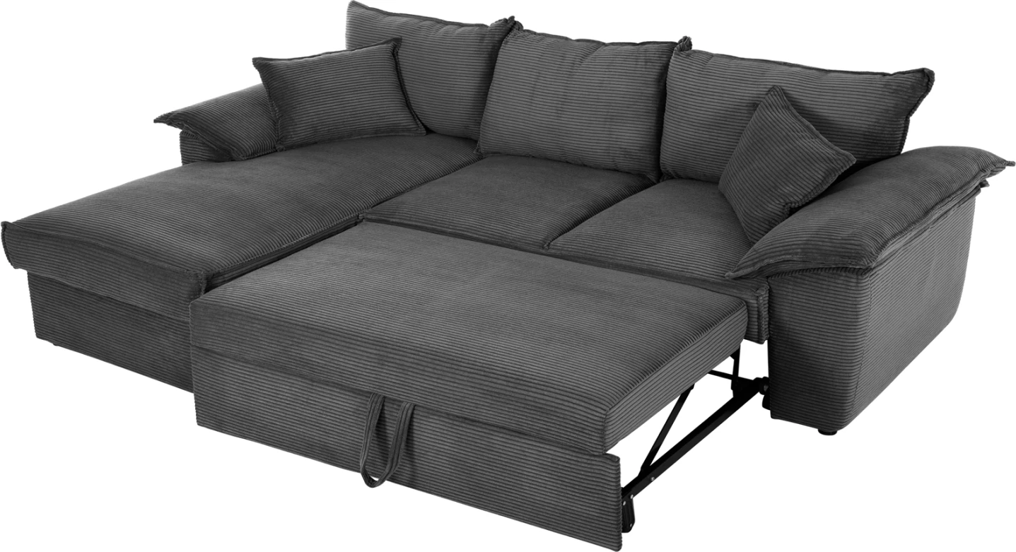 Kënd divan-shtrat me hapësirë ruajtëse ALDO FH3276.02L pëlhurë antracit 256x91-159x87H cm