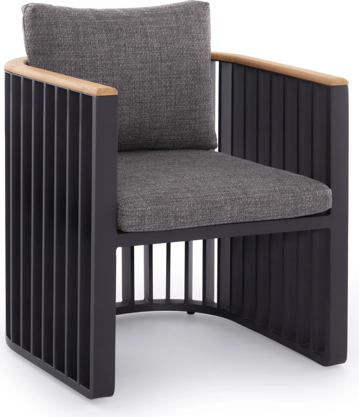 Karrige ngrënieje alumini Eternity, ngjyrë antracit, jastëkë gri, 64x65x68.5-82cm