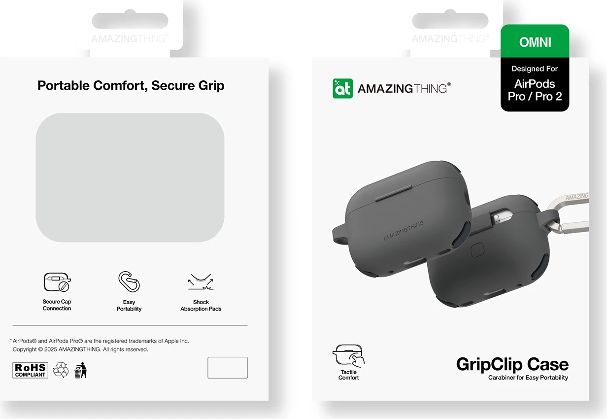 Mbështjellës AmazingThing Omni Case për AirPods Pro 2, silikon, zi