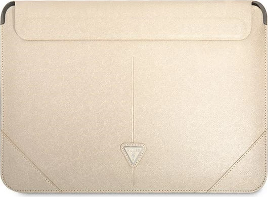 Mbështjellës laptopi Guess Saffiano Triangle Logo, 16", Bezhe