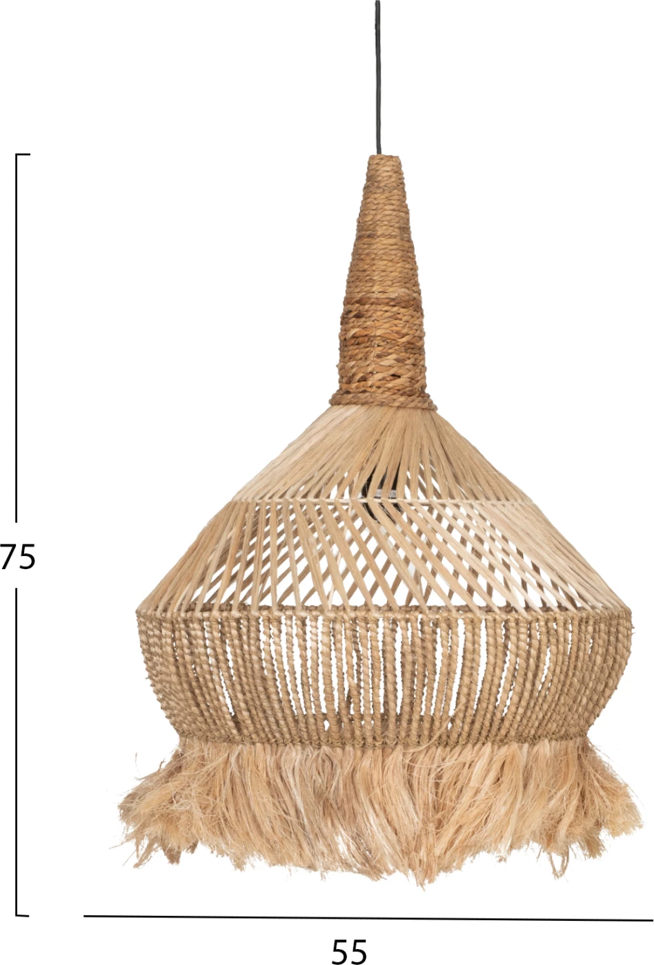 Llambë tavani prej abaka dhe fibrave banane, ngjyrë natyrale, 55x55x75H cm, FH7774