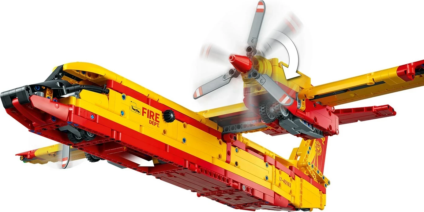 Lodër ndërtimi LEGO Technic 42152, Avion zjarrfikës, 1134 pjesë, Verdhë dhe Kuqe