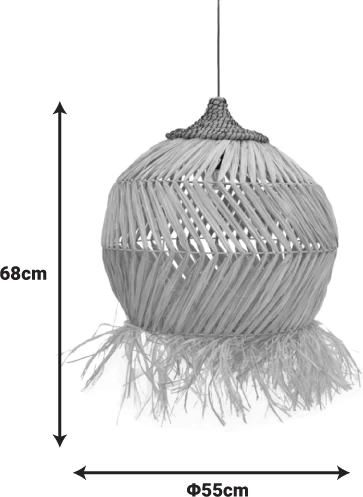 Llambë tavani prej sisali në ngjyrë natyrale D55x68cm