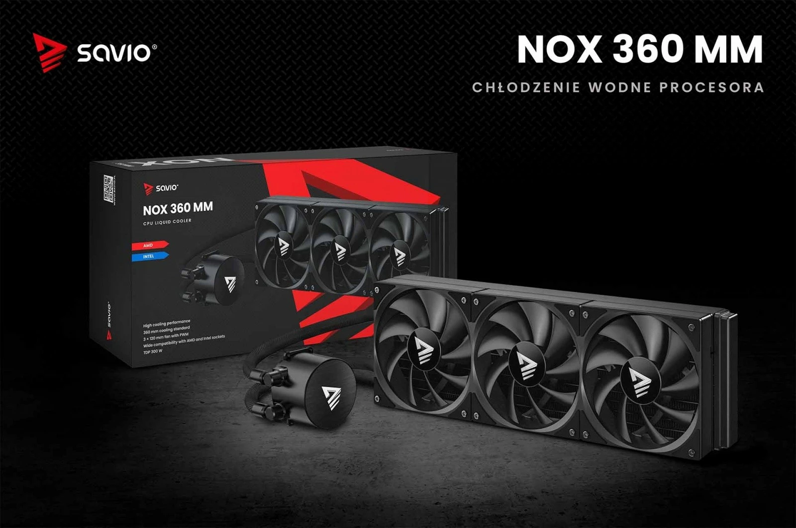 Ftohje uji për procesor, Savio NOX 360 mm, radiator 360 mm alumini, 3x 120 mm PWM, TDP 250 W, pa ndriçim