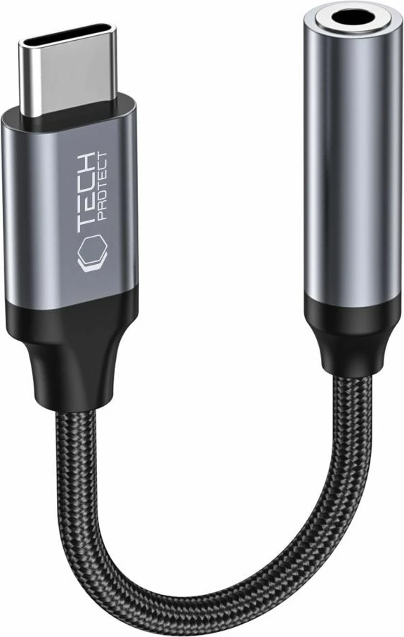 Adapter audio Tech-Protect UltraBoost USB-C në 3.5mm mini jack, i zi