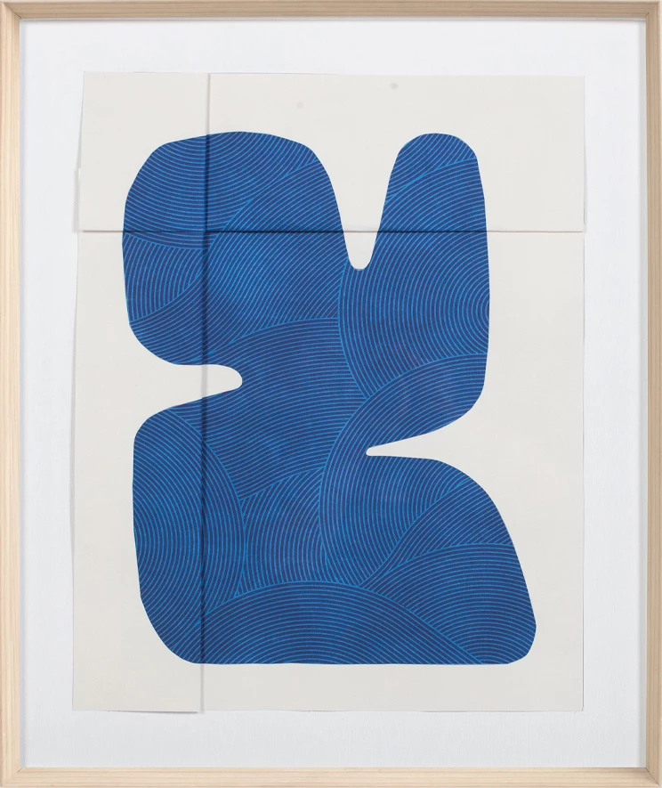 Pikturë dekorative Clouds Dance, xham, dru natyral, krem-blu, 50x60x4cm