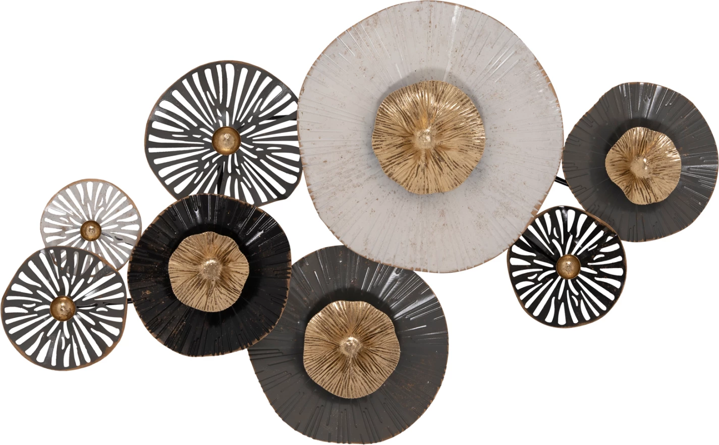 Dekor metalik për mur, gri, ecru, ari, 88x7x51cm