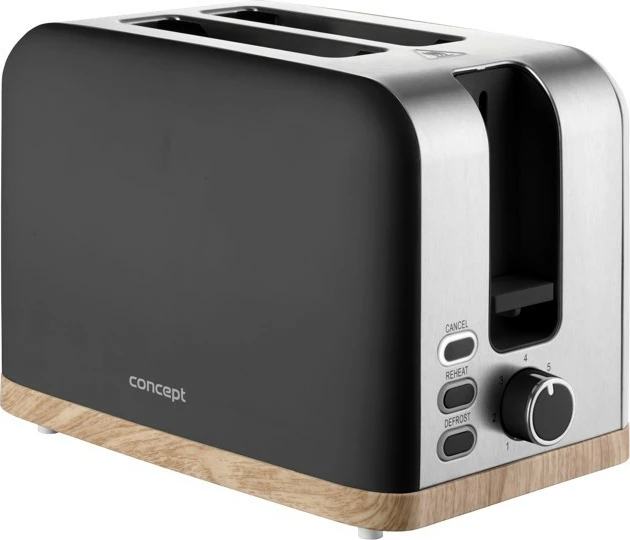 Toster Concept TE2016 930 W 2 slote 7 nivele thekje i zi/inox me detaje dru