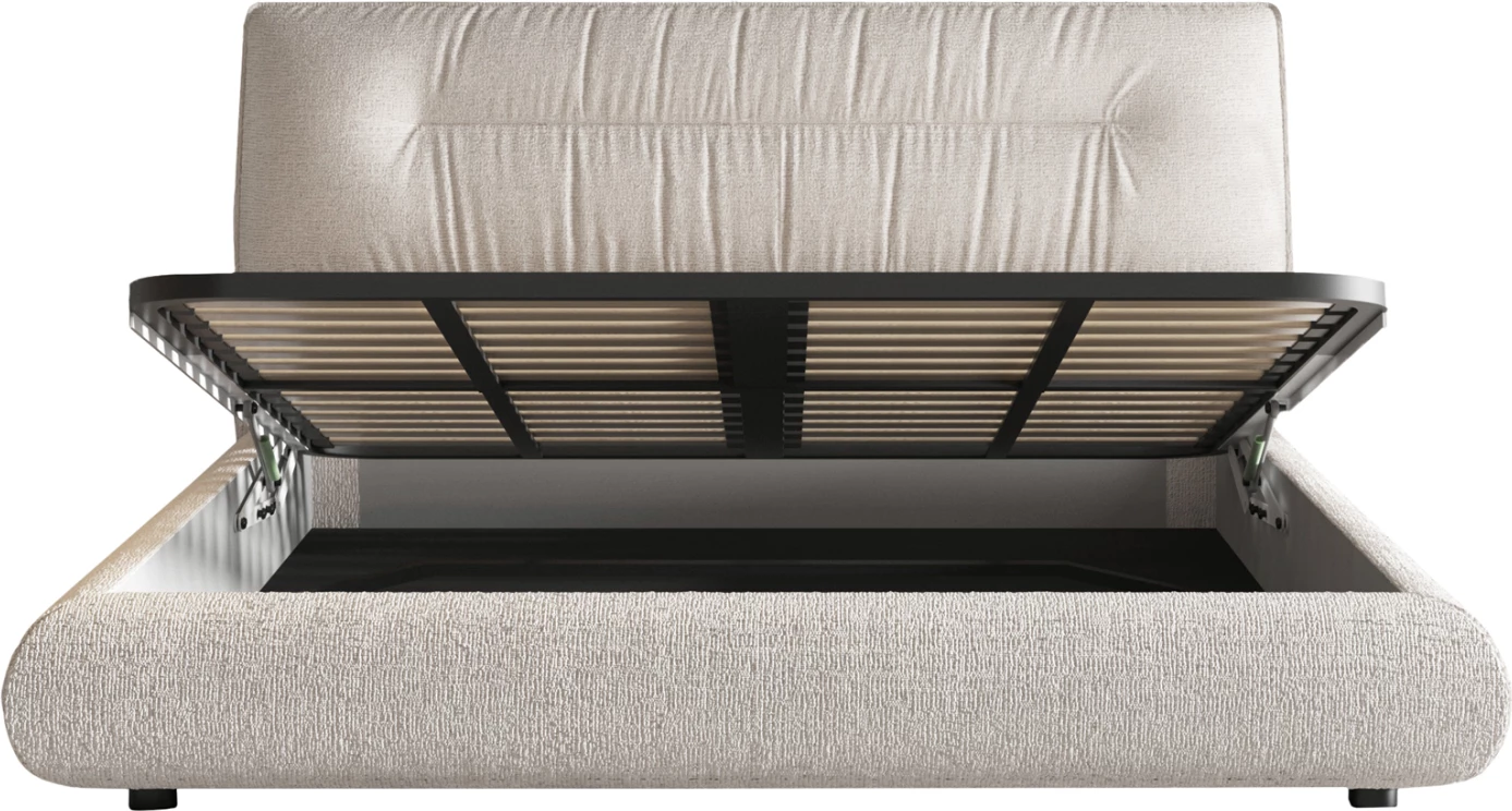 Krevat ASCOTT me hapësirë për depo, stof ecru, CD736.03, për dyshek 160x200cm