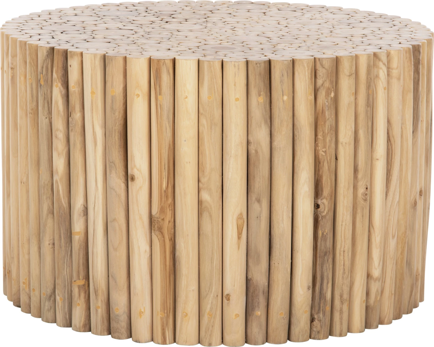 Tavolinë kafeje e rrumbullakët COOTER FH9863 degë TEAK - NATYRALE Φ80x50Hcm