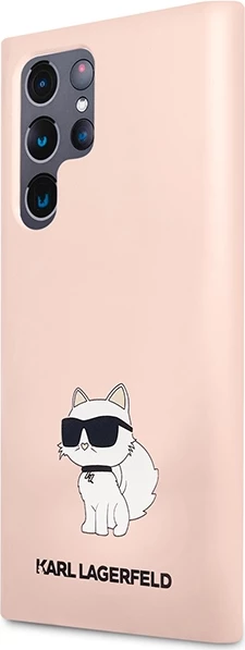 Mbështjellës Karl Lagerfeld KLHCS23LSNCHBCP për Samsung Galaxy S23 Ultra, silikon, rozë