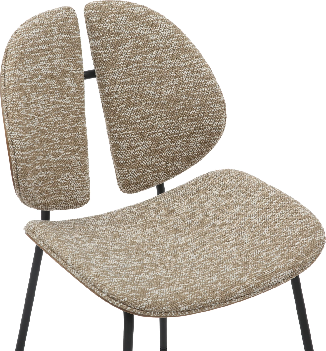 Karrige për ngrënie LUNGS FH9982.01, kornizë metalike e zezë, pëlhurë bezhë, 49x53.5x80H cm, set prej 2 copësh