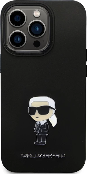 Mbështjellës Karl Lagerfeld KLHCP13LSMHKNPK për iPhone 13 Pro/13, Silikon, Ikonik Metal Pin, i zi