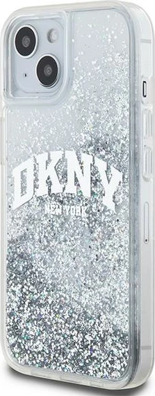 Mbështjellës DKNY Liquid Glitter Big Logo për iPhone 15/14/13, Bardhë