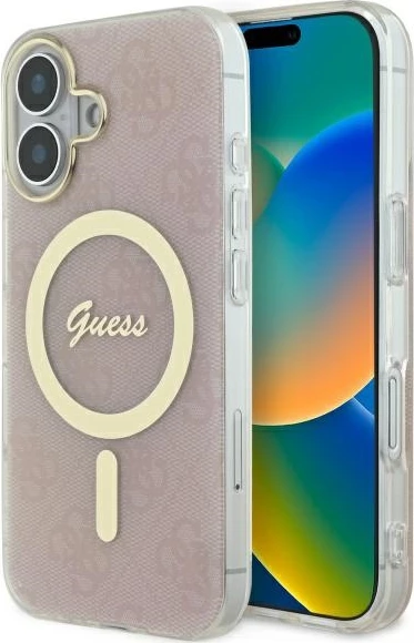 Mbështjellës Guess IML 4G MagSafe për iPhone 16 Plus, Rozë