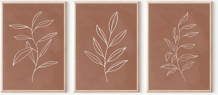 Set pikturash muri në kornizë Drifer, triptik, print digjital, 33x1.5x48cm