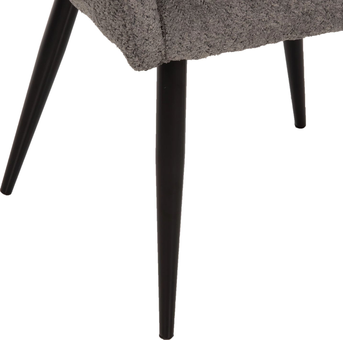 Karrige SARKY FH8585.01, pëlhurë boucle gri, këmbë metalike të zeza, 55x62x89H cm., set prej 2 copë