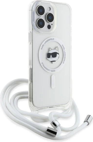 Mbështjellës Karl Lagerfeld IML Choupette Head & Cord MagSafe për iPhone 16 Pro, Transparent