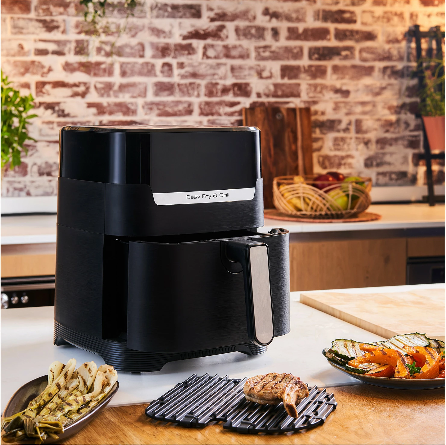 Fritezë me ajër të nxehtë Tefal Easy Fry & Grill EY5058, 4.2 L, e zezë