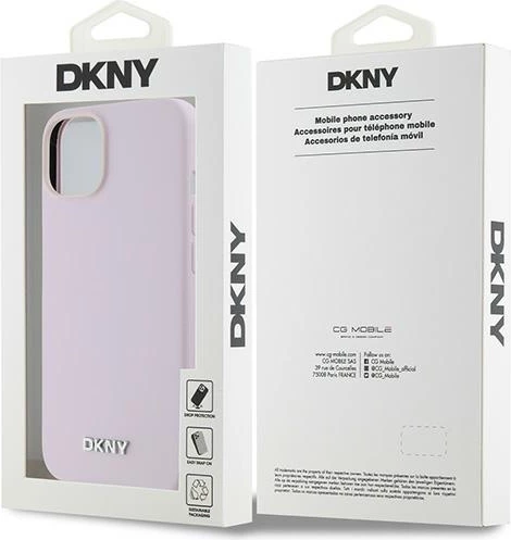 Mbështjellës DKNY Liquid Silicone Small Metal Logo MagSafe për iPhone 14/15/13, Rozë