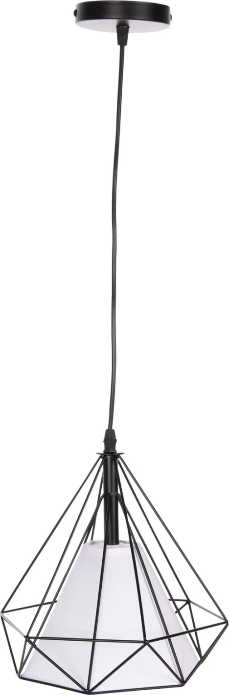 Llambë varëse tavani FH4065, kapak metali i zi, mbulesë llambë e bardhë, 25x25x125 cm