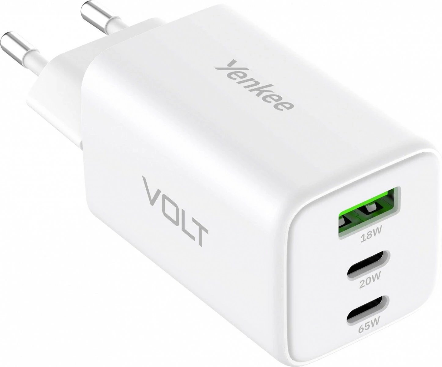 Karikues rrjeti YENKEE YAC G65 VOLT, 65W, 3xUSB, i bardhë