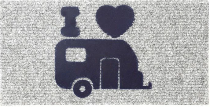 Tapet dere BRUNNER Hello Caravan 25x50 cm, bazë kundër-rrëshqitëse, gri/zi