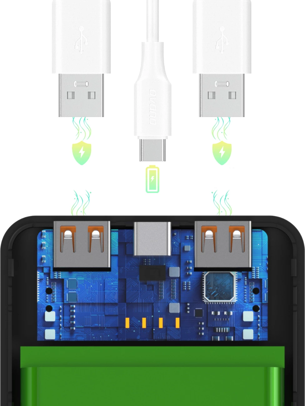 Powerbank, Wozinsky Wpower WPBBK-2, 10000 mAh, 2x USB, 10 W, USB-C, e zezë