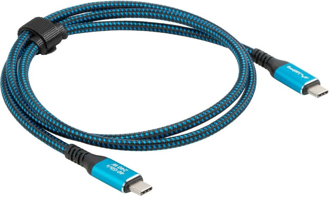 kabëll USB‑C M/M, Lanberg, CA-CMCM-44CU-0005-BK, USB4 40 Gb/s, 0.5 m, PD 240 W, 8K 60 Hz, zi-kaltër