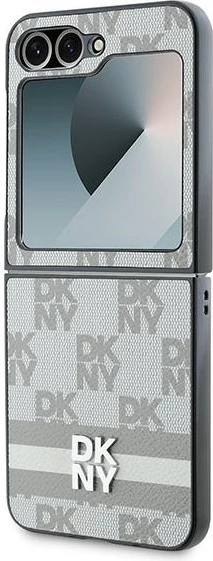 Mbështjellës për celular DKNY Checkered Pattern Printed Stripes për Samsung Galaxy Z Flip 6, Bezhe