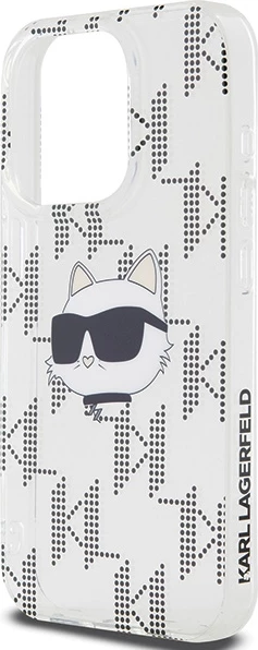 Mbështjellës Karl Lagerfeld IML Choupette Head & Monogram për iPhone 15 Pro Max, transparent