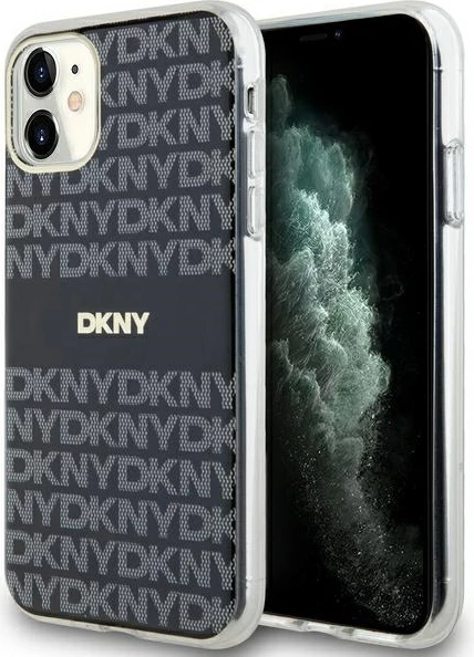 Mbështjellës DKNY IML Mono & Stripe MagSafe për iPhone 11/XR, i zi