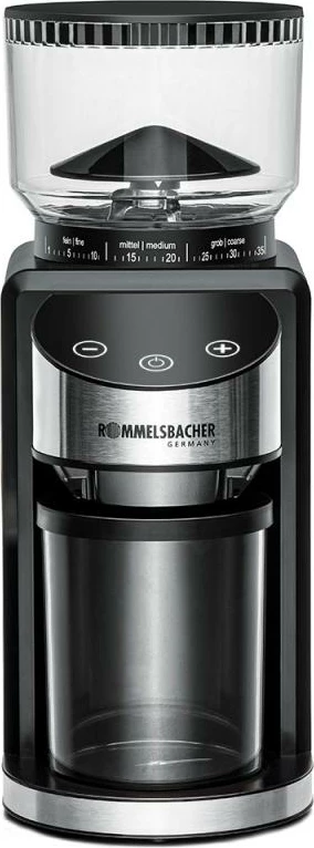 Mulli kafeje, Rommelsbacher EKM 400, konik inoksi, 35 nivele, 1–12 porcione, anti-statike, portafilter, i zi