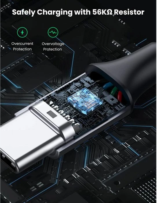 Kabllo USB-A 2.0 në USB-C UGREEN 60408, 3 m, 3A, e zezë