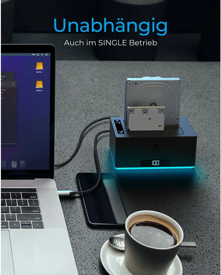 Stacion klonimi ICY BOX IB-127CL-U3, HDD, Serial ATA, 18 TB, USB 3.2, E zezë