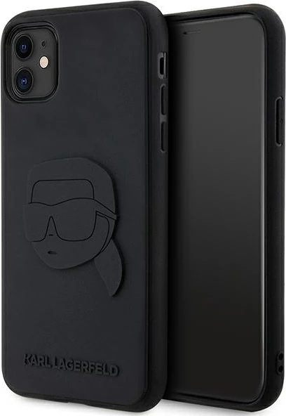 Mbështjellës Karl Lagerfeld KLHCN613DRKNK për iPhone 11/XR 6.1", hardcase, Rubber Karl Head 3D, zi