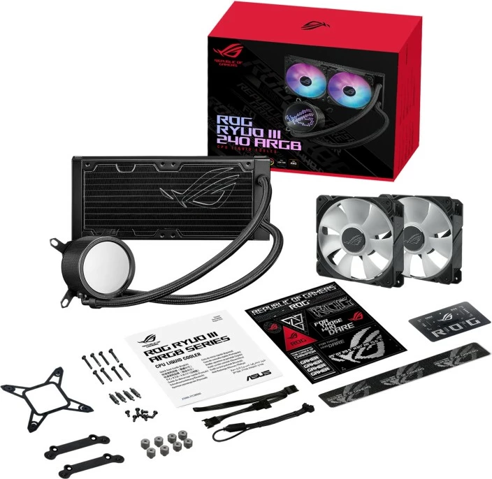 Ftohës me lëng ASUS ROG Ryuo III 240 ARGB, 240mm, 2x12cm, LED, i zi