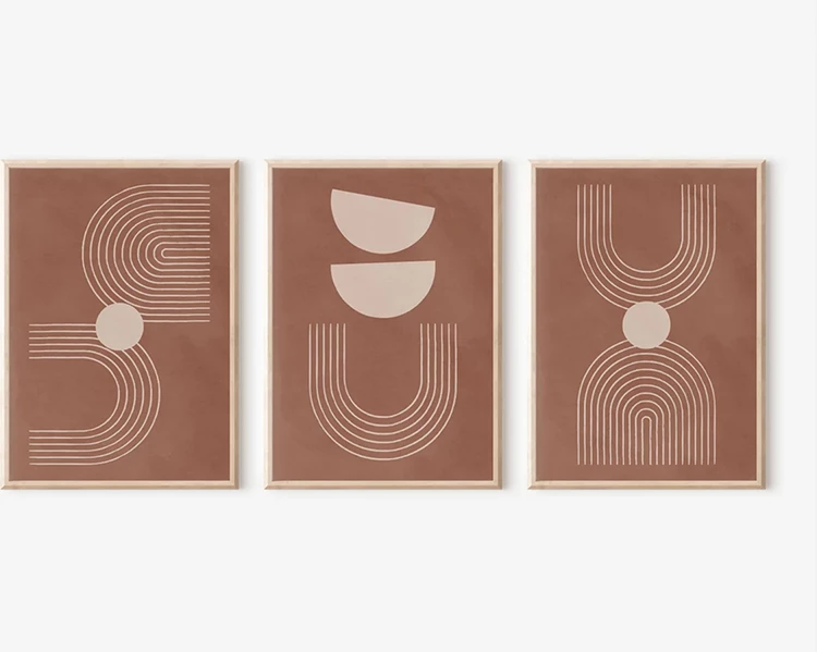 Set pikturash murale Banba triptik, print digjital, kornizë druri, 33x1.5x48cm